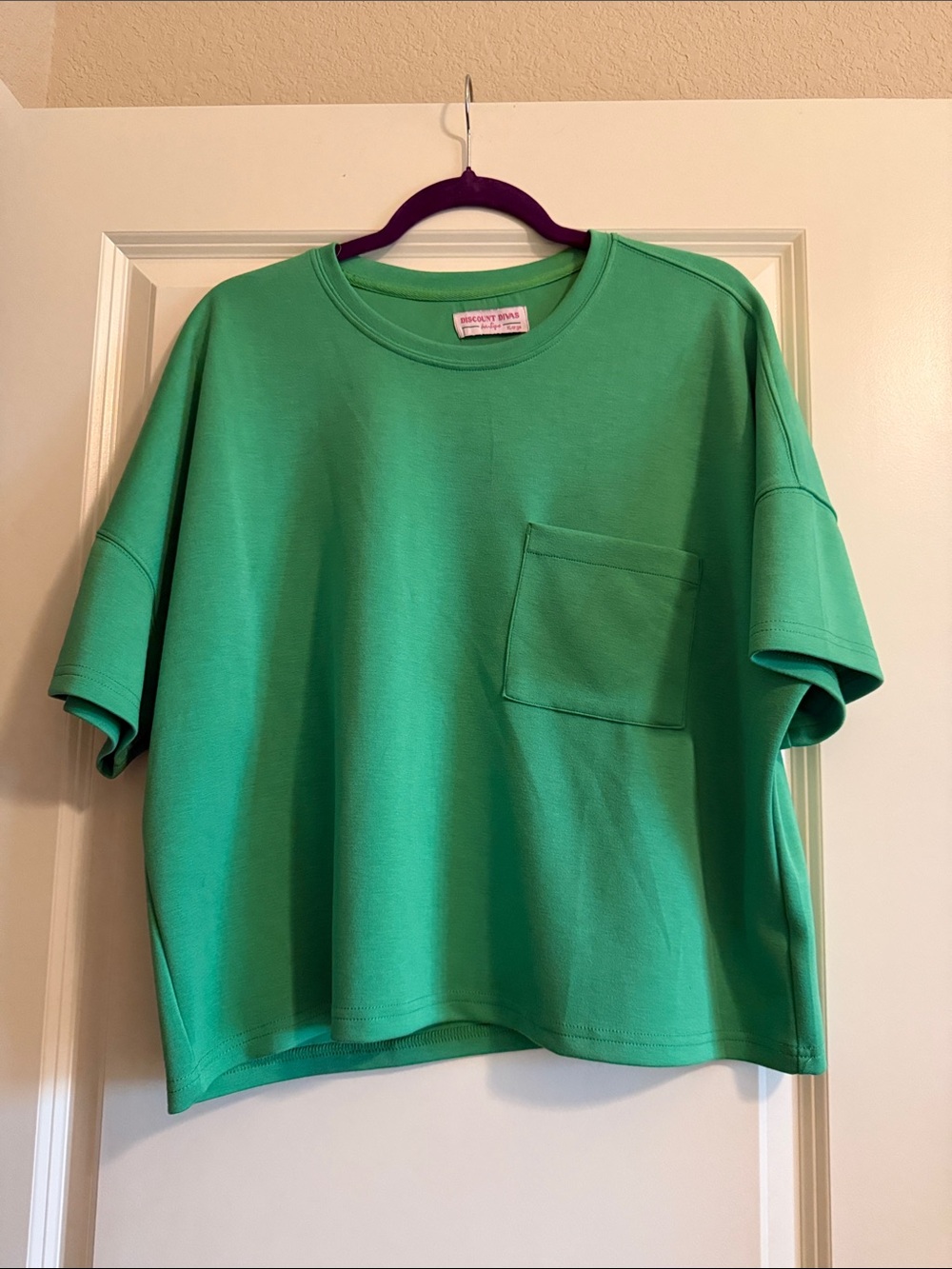 Discount Divas Bright Green Pocket Tee Blouse